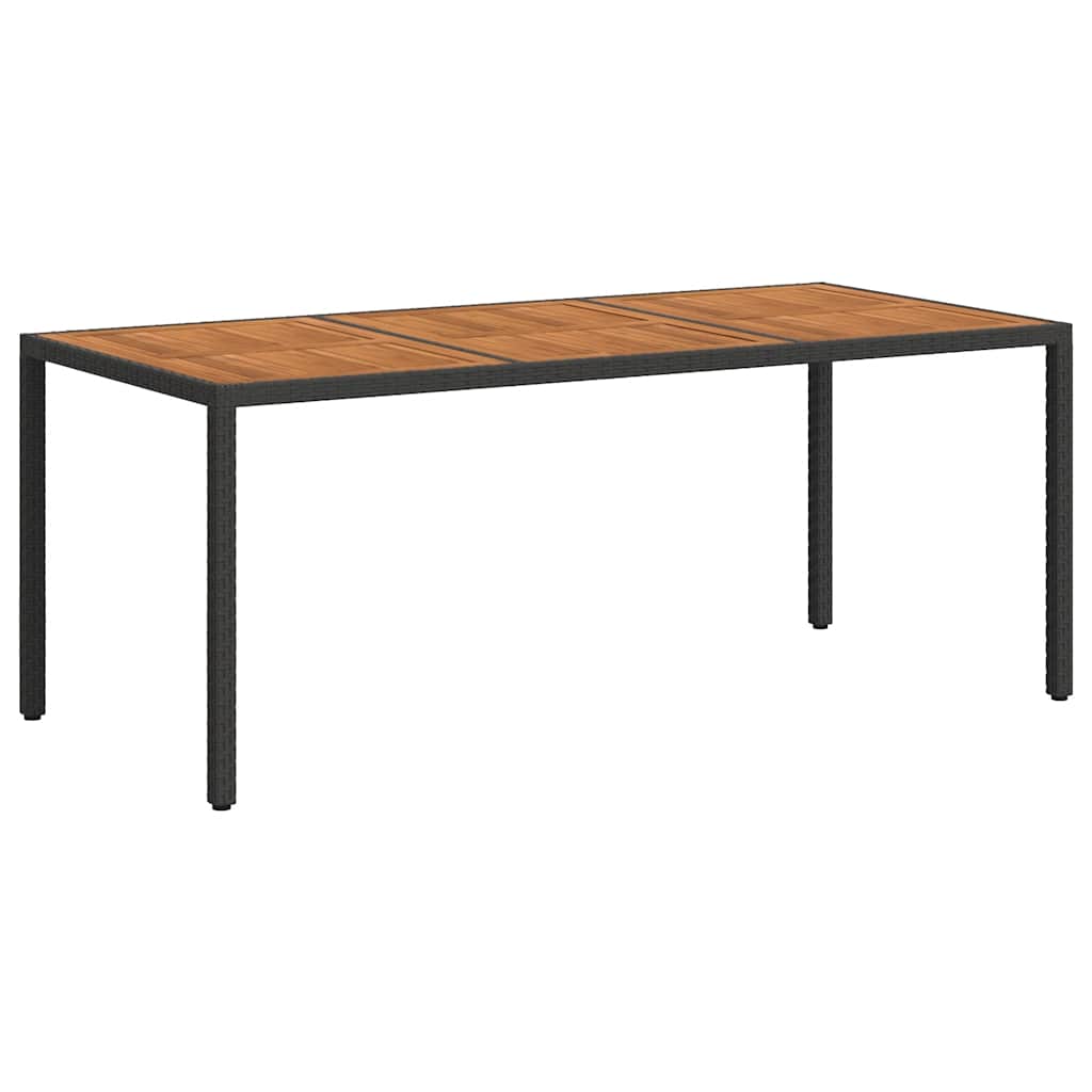 Garden Table 190x90x75 cm Poly Rattan and Acacia Wood Black