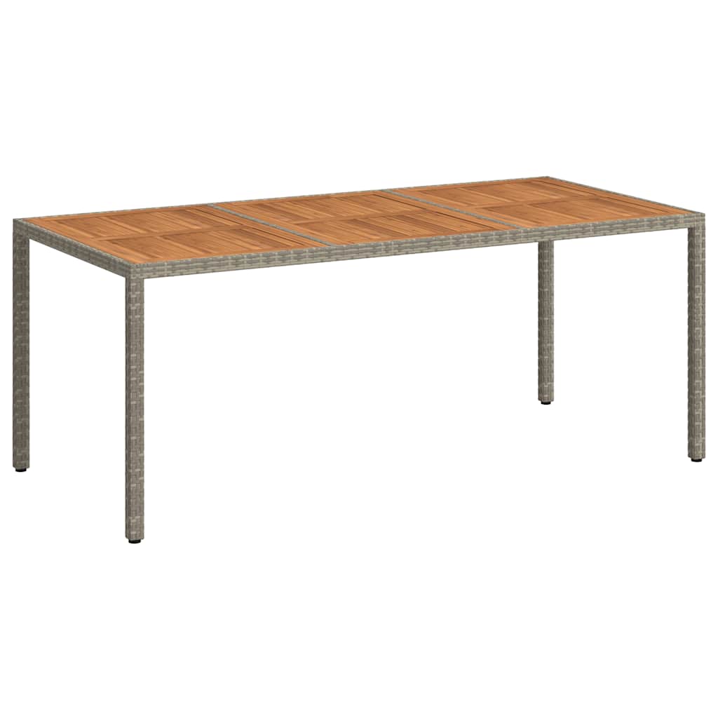 Garden Table 190x90x75 cm Poly Rattan and Acacia Wood Grey