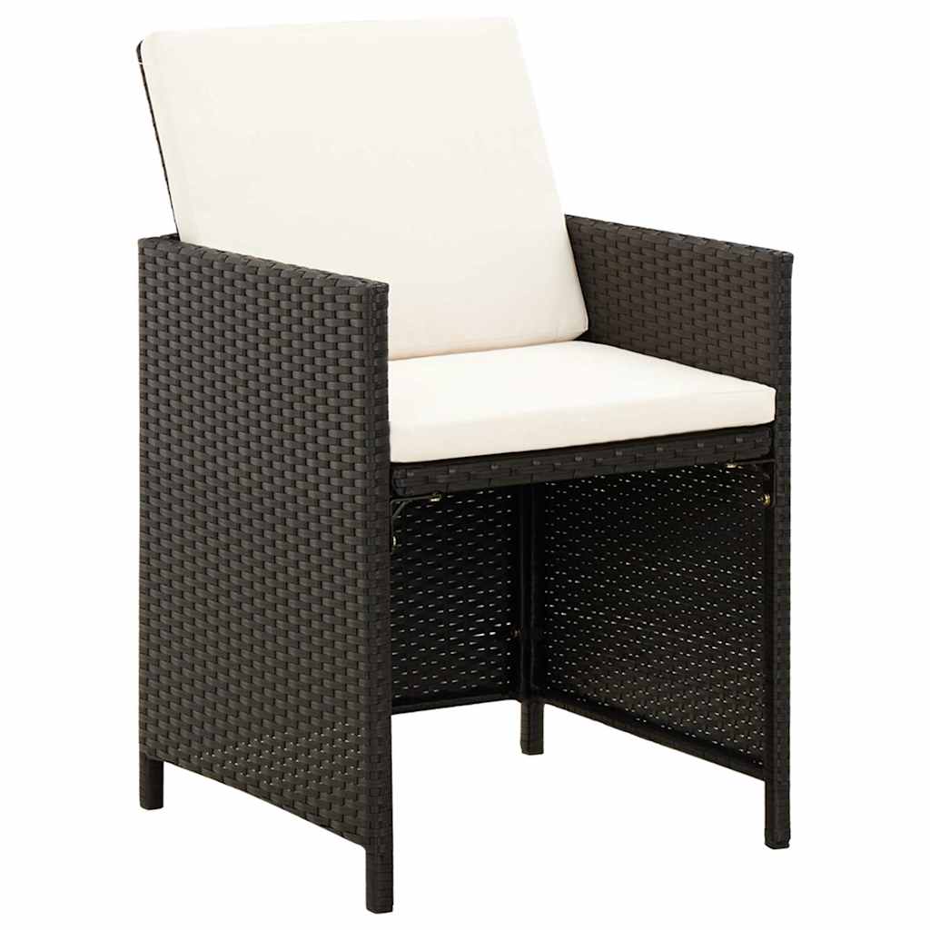 4 Piece Garden Chair and Stool Set Poly Rattan Black