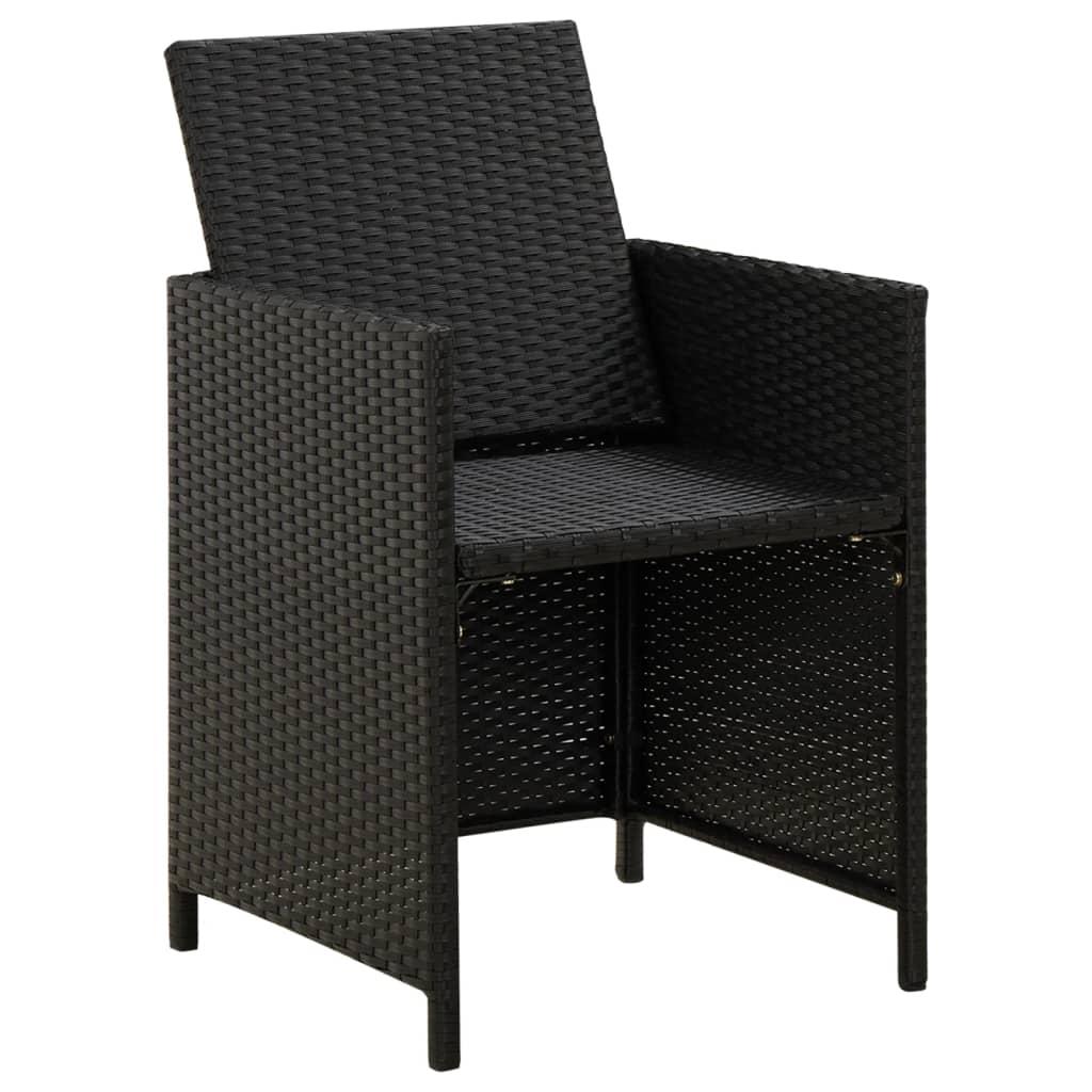 4 Piece Garden Chair and Stool Set Poly Rattan Black