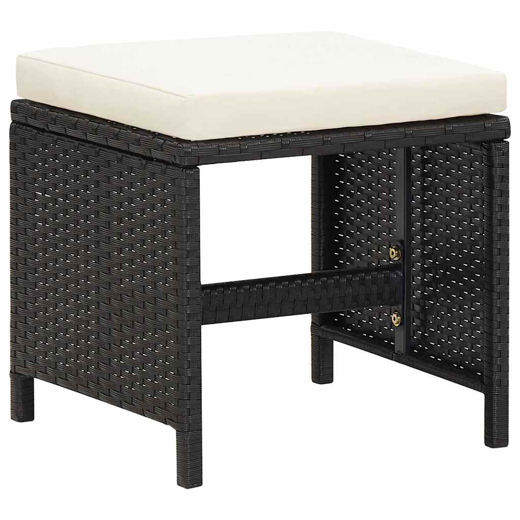 4 Piece Garden Chair and Stool Set Poly Rattan Black