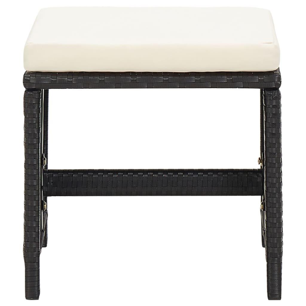4 Piece Garden Chair and Stool Set Poly Rattan Black