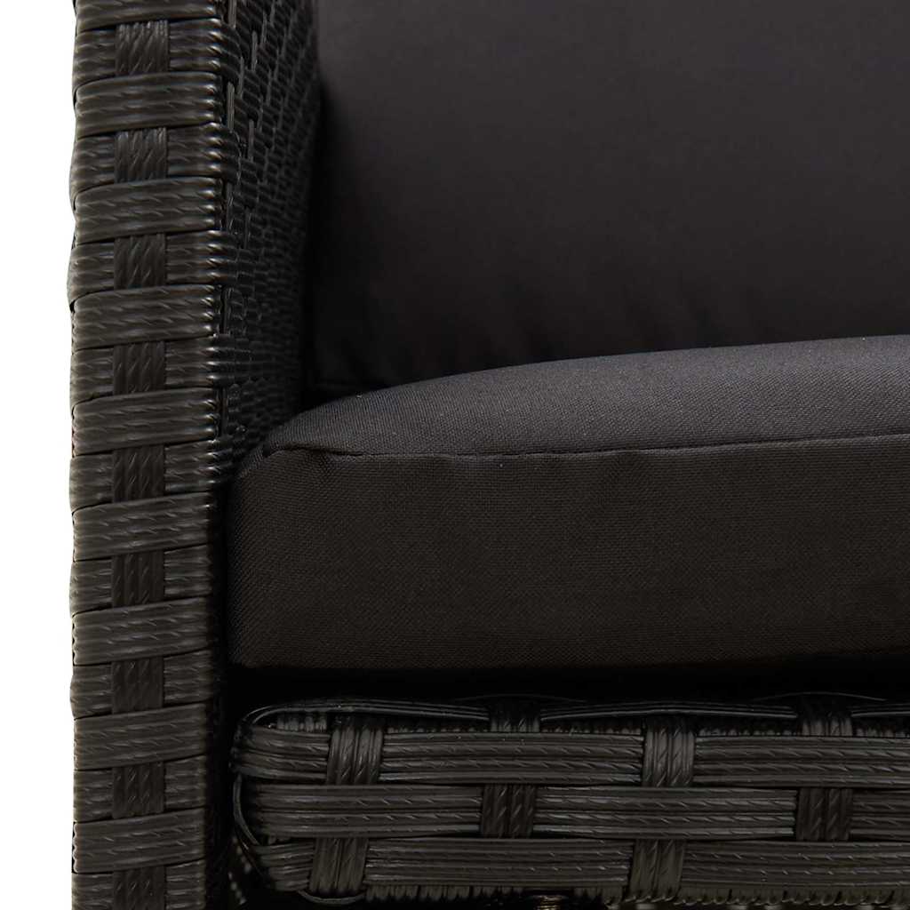 4 Piece Garden Chair and Stool Set Poly Rattan Black