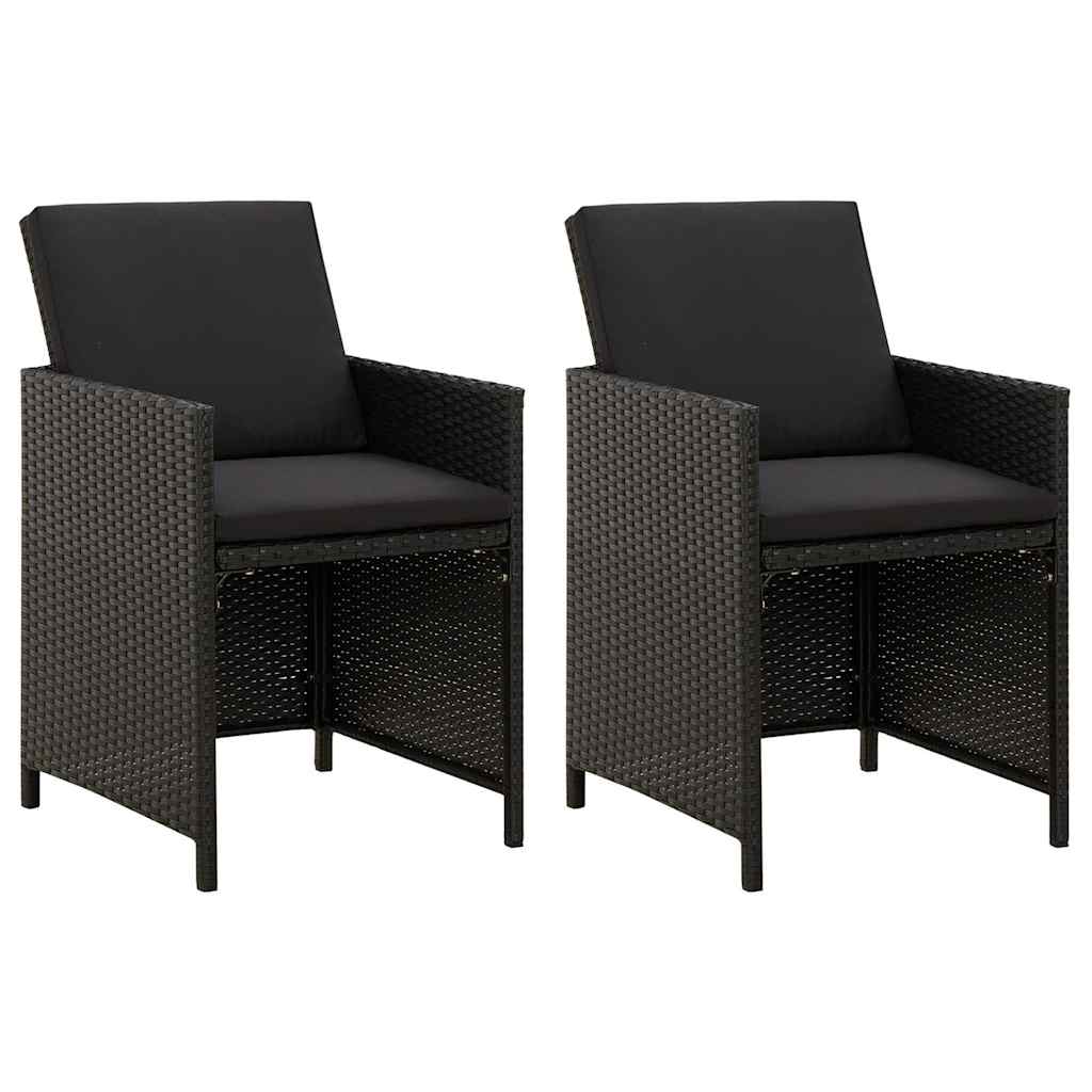 4 Piece Garden Chair and Stool Set Poly Rattan Black