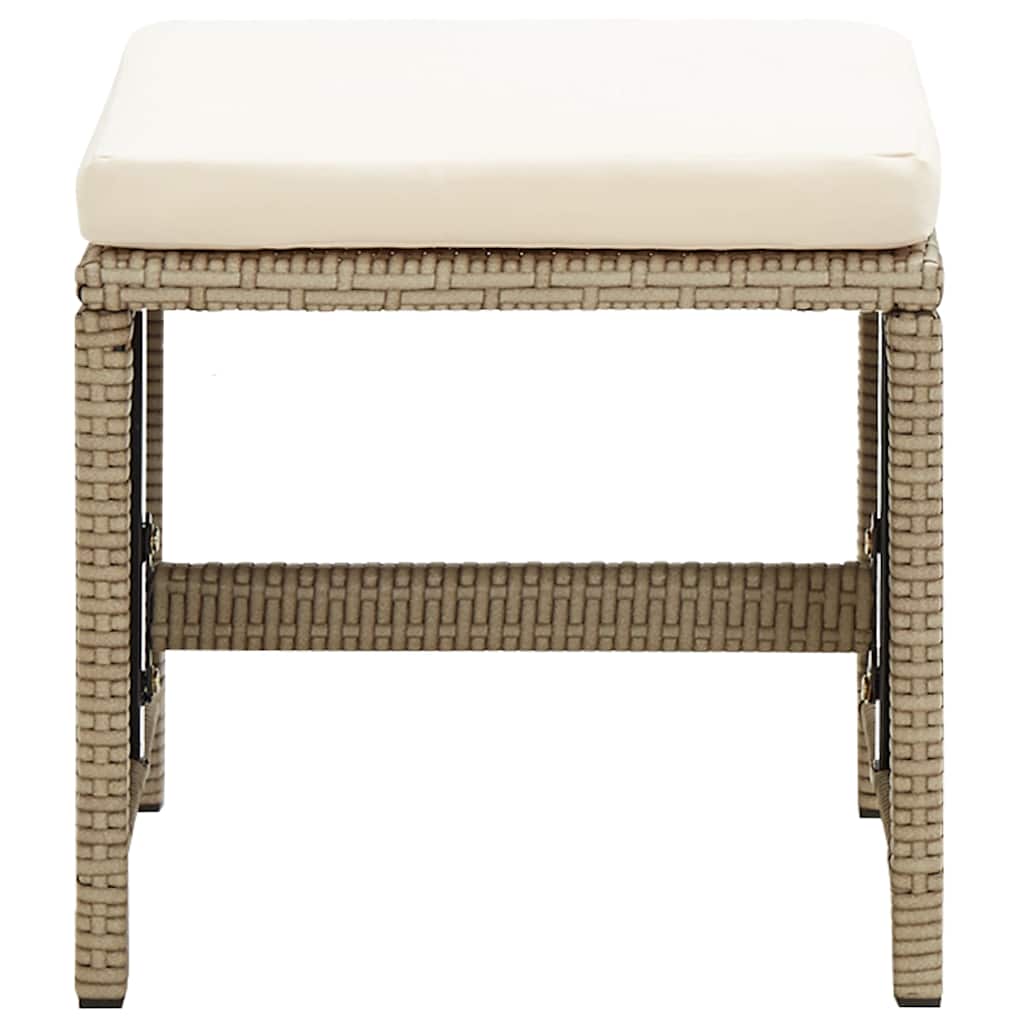 Garden Chairs with Stools 2 pcs Poly Rattan Beige