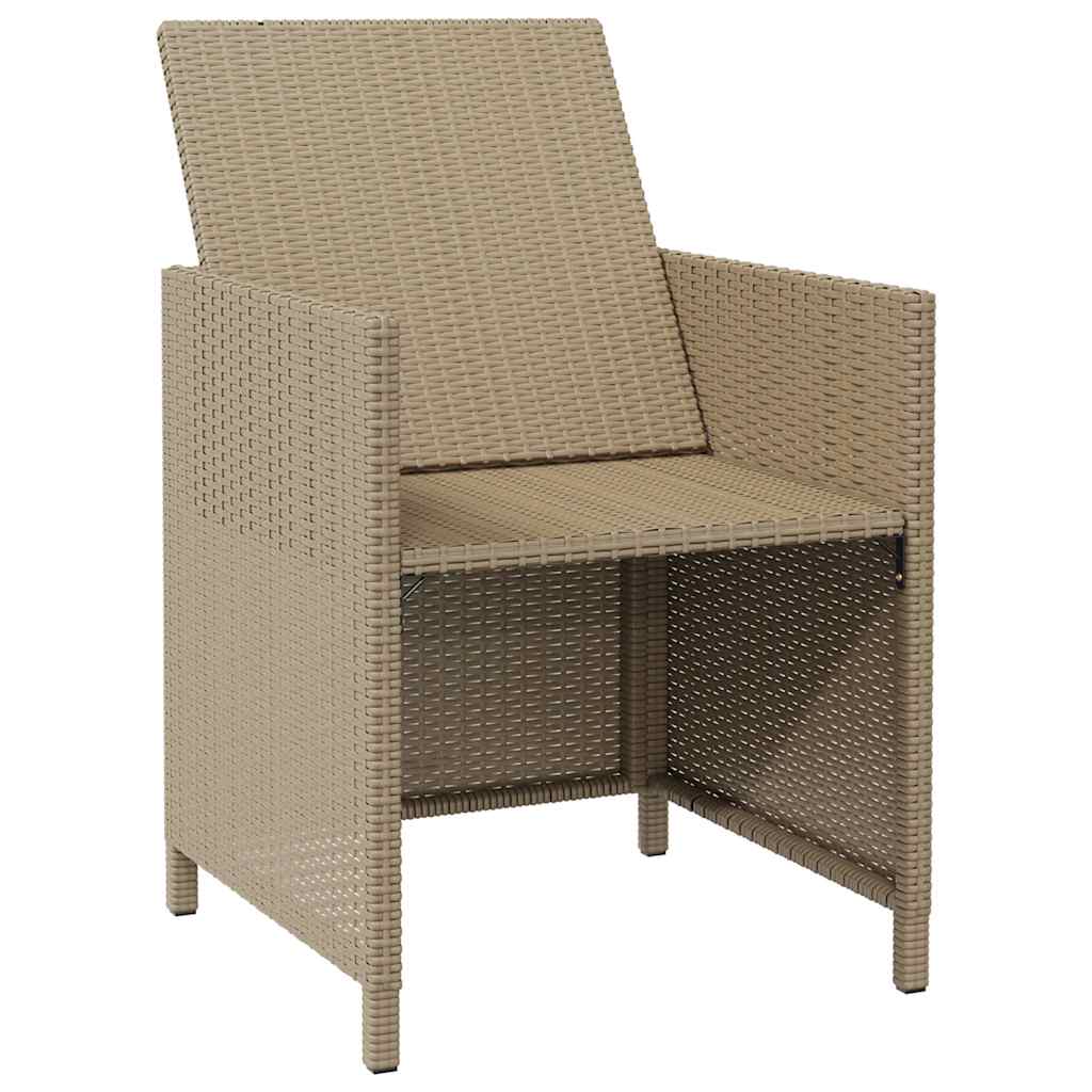 Garden Chairs with Stools 2 pcs Poly Rattan Beige