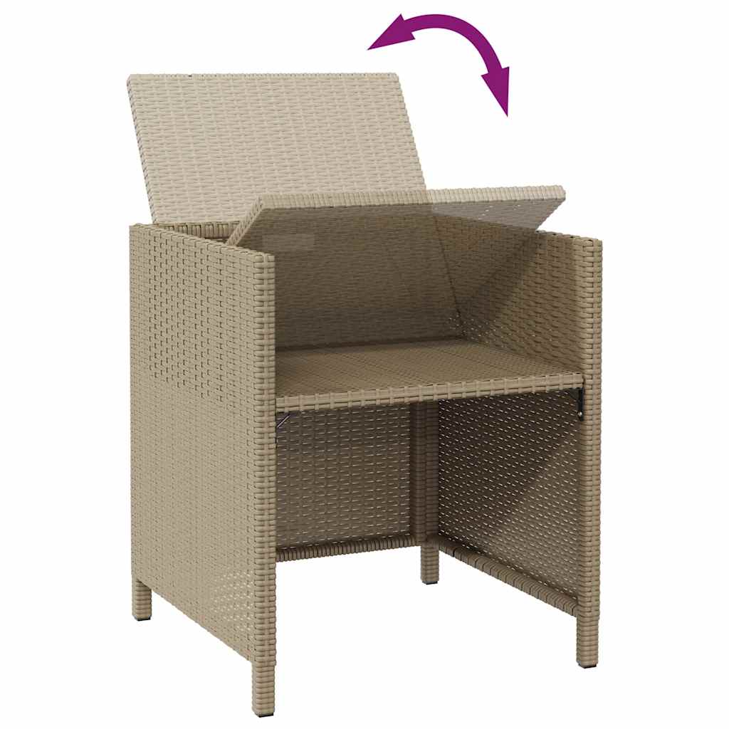 Garden Chairs with Stools 2 pcs Poly Rattan Beige