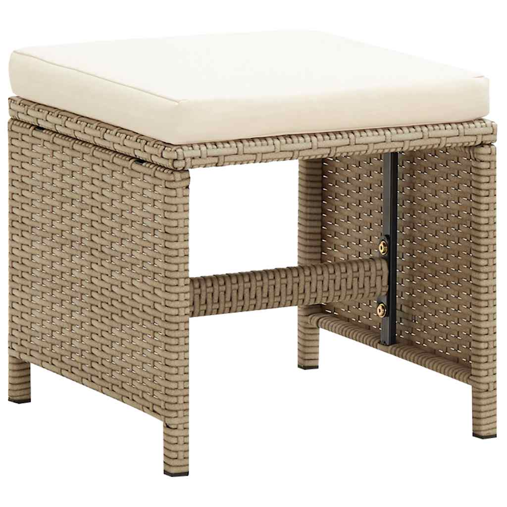 Garden Chairs with Stools 2 pcs Poly Rattan Beige
