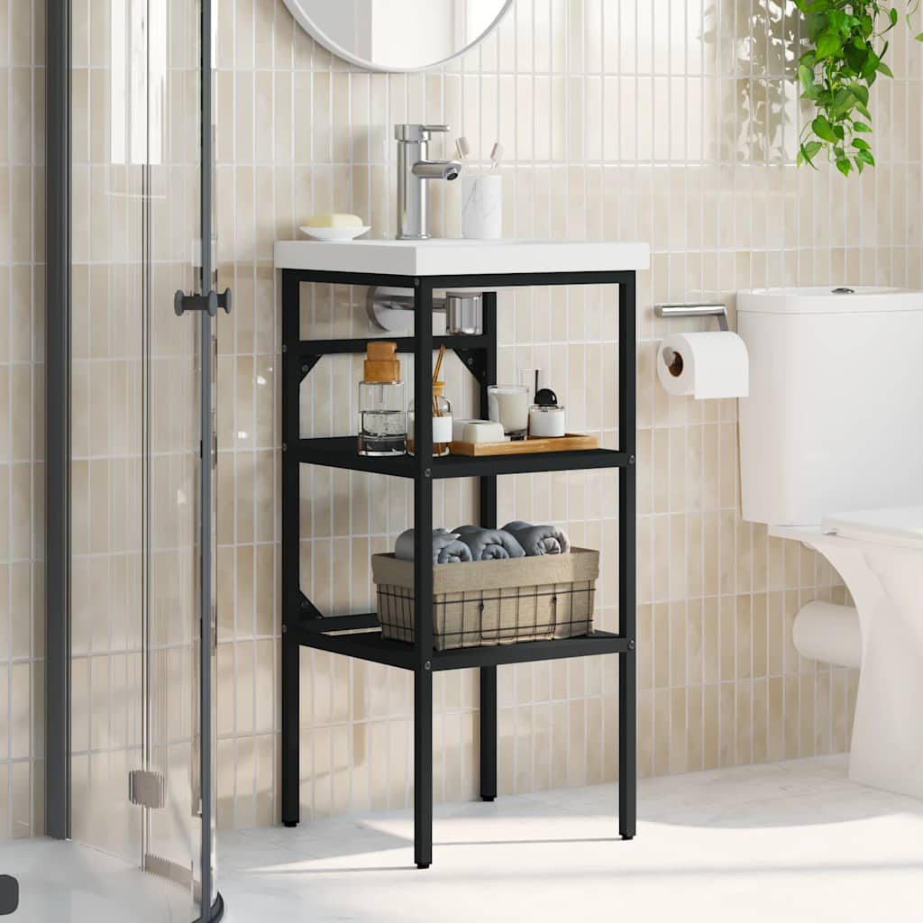 Bathroom Washbasin Frame Black 40x38x83 cm Iron