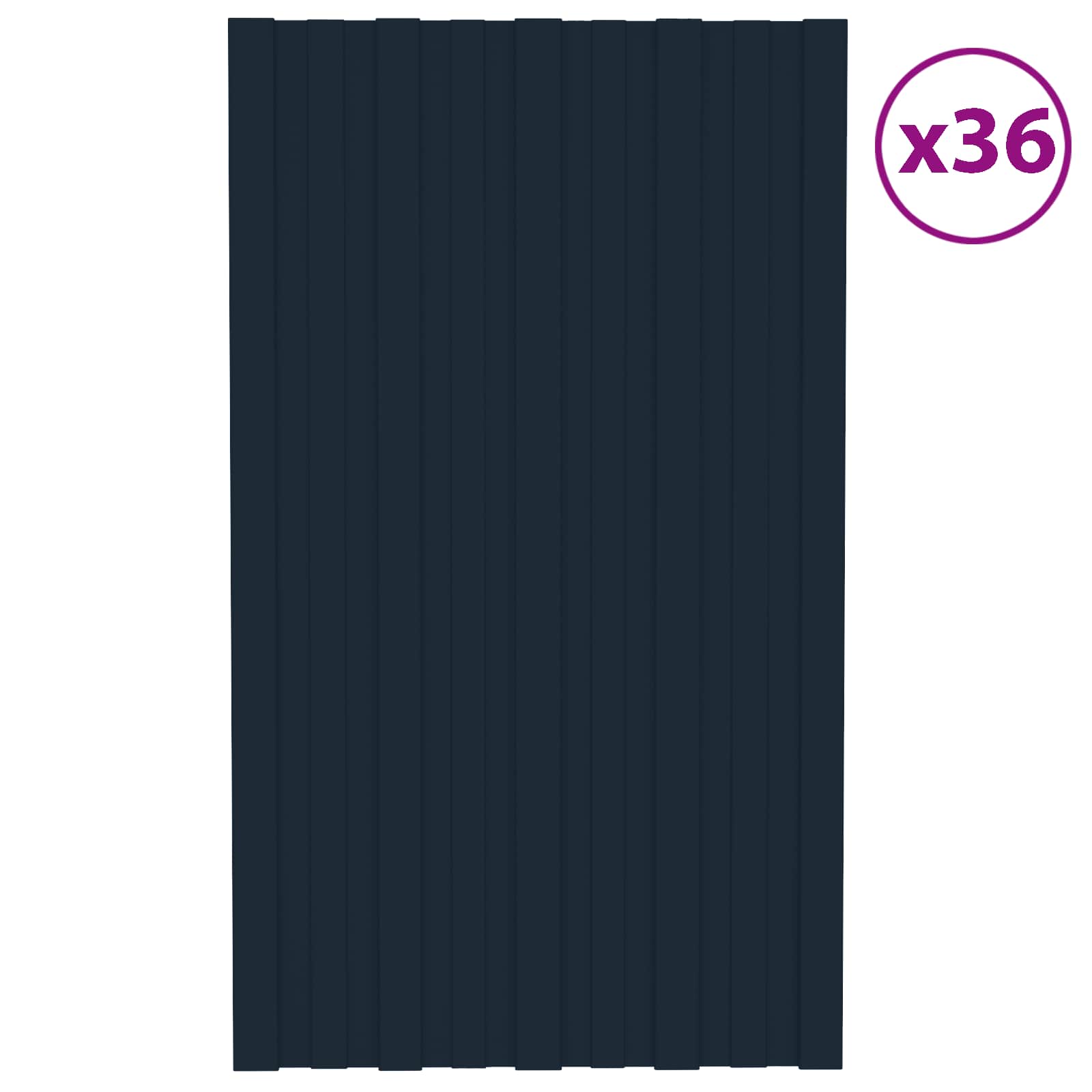Roof Panel 36 pcs Anthracite 80 x 45 cm Galvanised steel