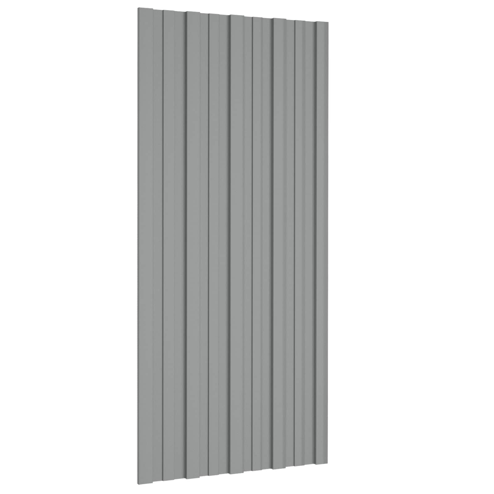 Roof Panel 12 pcs Grey 100 x 45 cm Galvanised steel