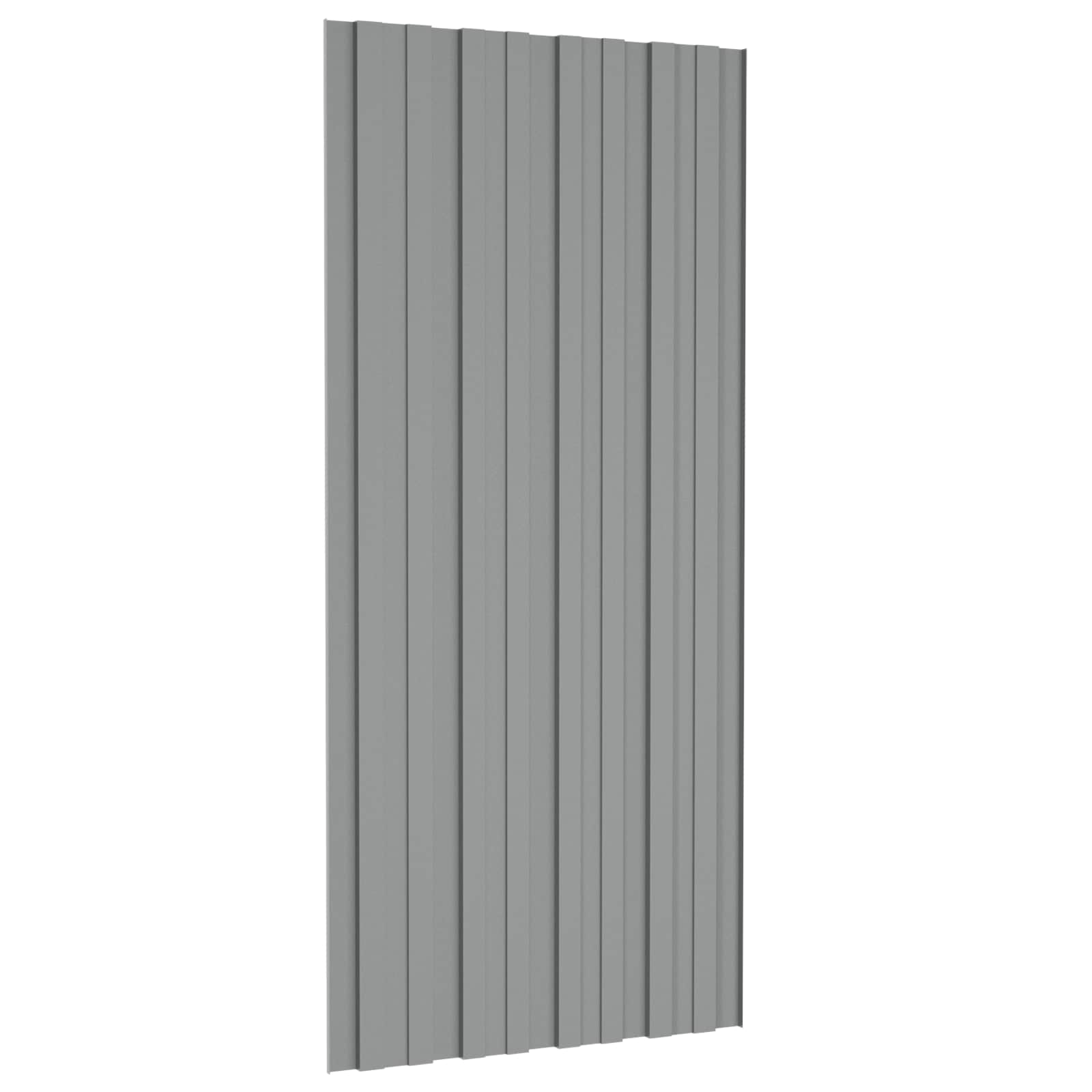 Roof Panel 12 pcs Grey 100 x 45 cm Galvanised steel