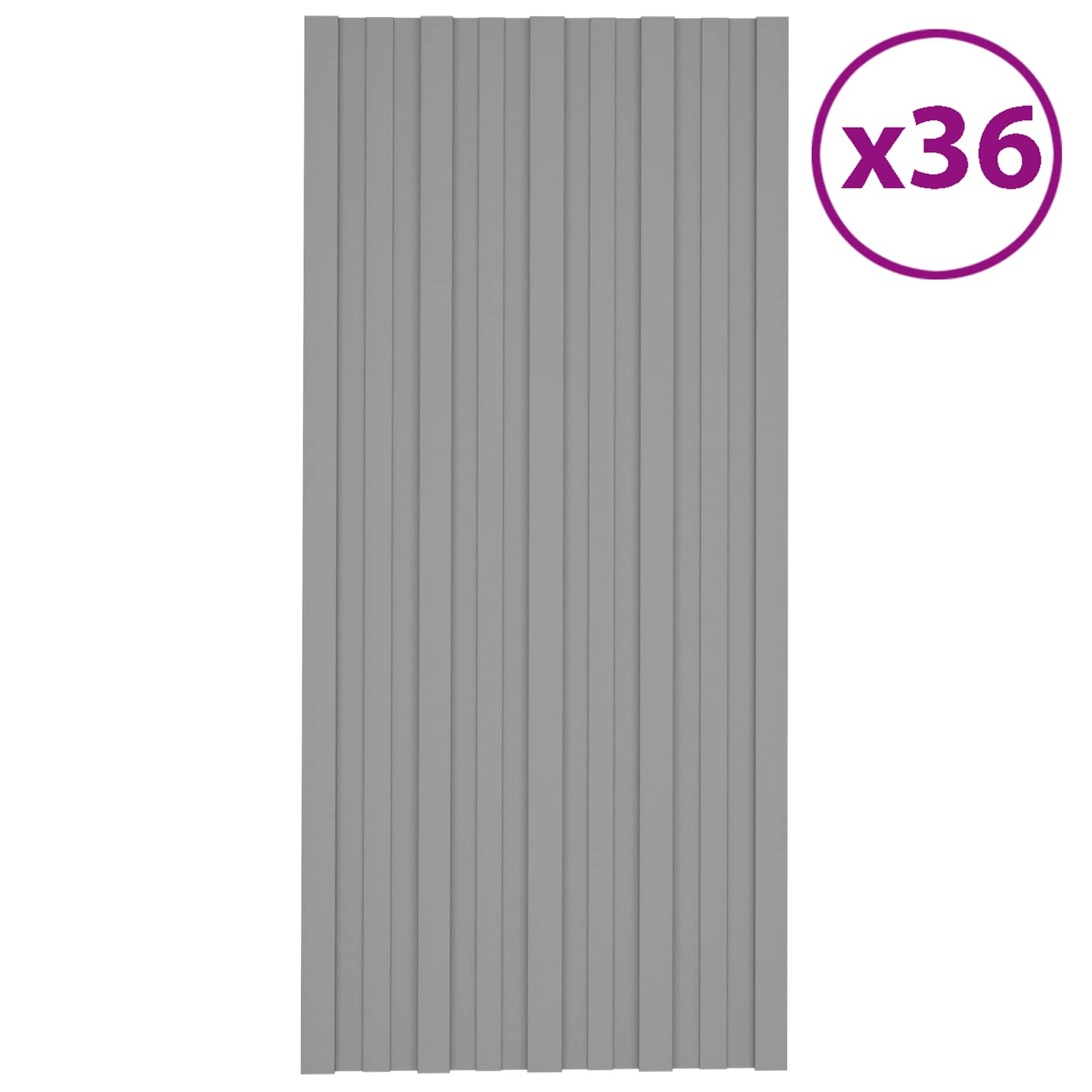 Roof Panel 36 pcs Grey 100 x 45 cm Galvanised steel