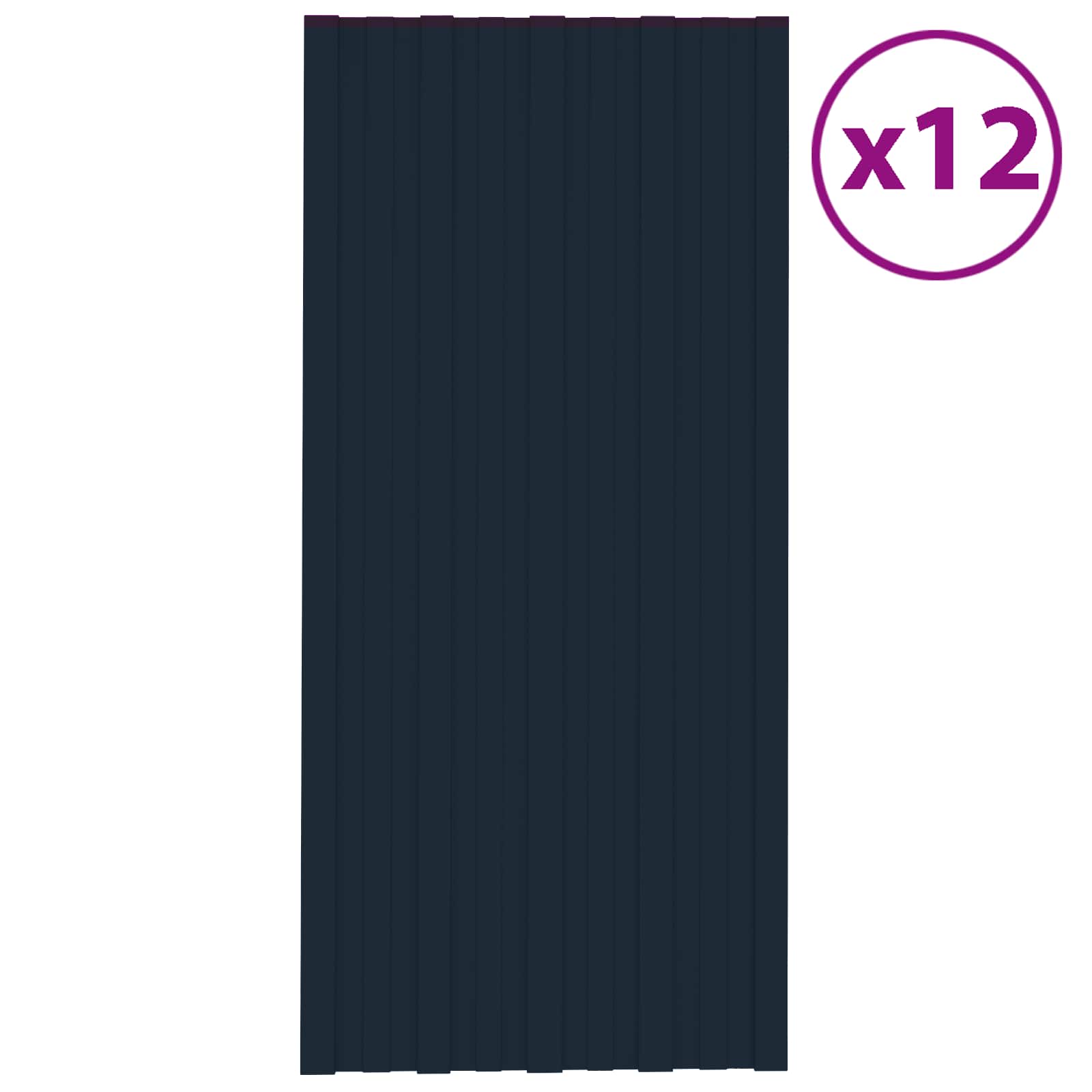 Roof Panel 12 pcs Anthracite 100 x 45 cm Galvanised steel