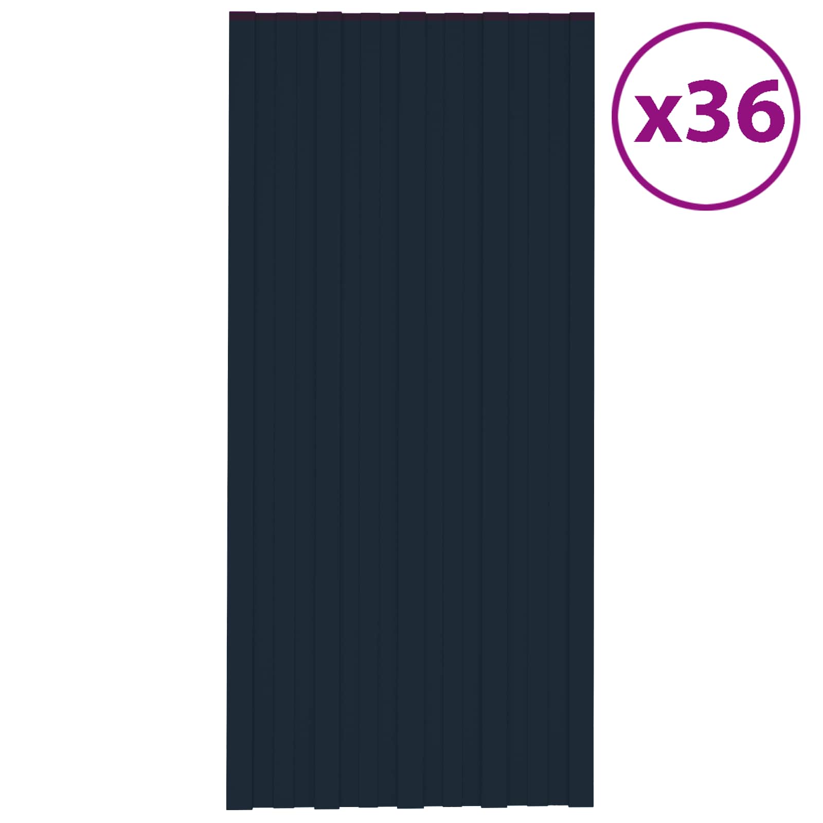 Roof Panel 36 pcs Anthracite 100 x 45 cm Galvanised steel