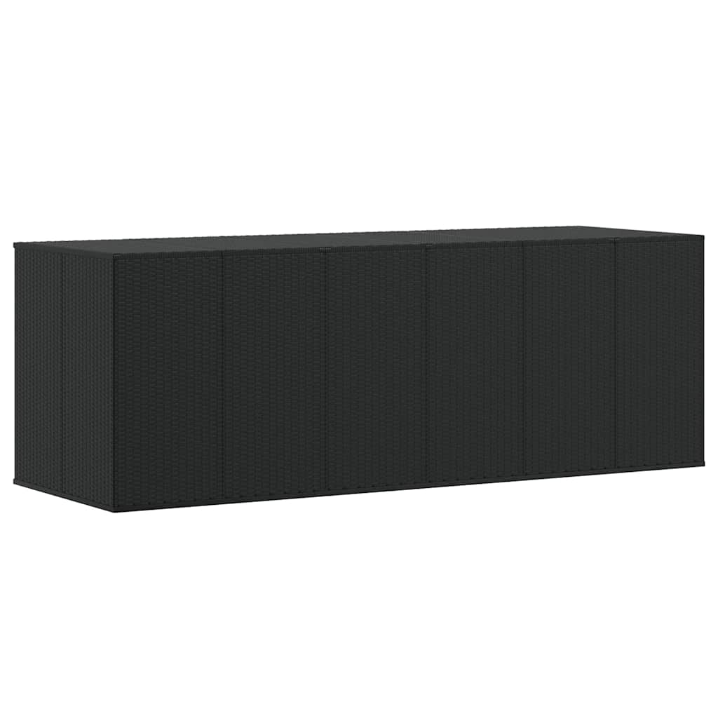 Garden Cushion Box PE Rattan 291x100.5x104 cm Black