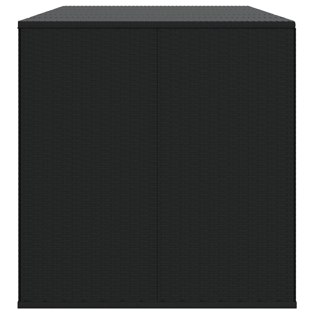Garden Cushion Box PE Rattan 291x100.5x104 cm Black