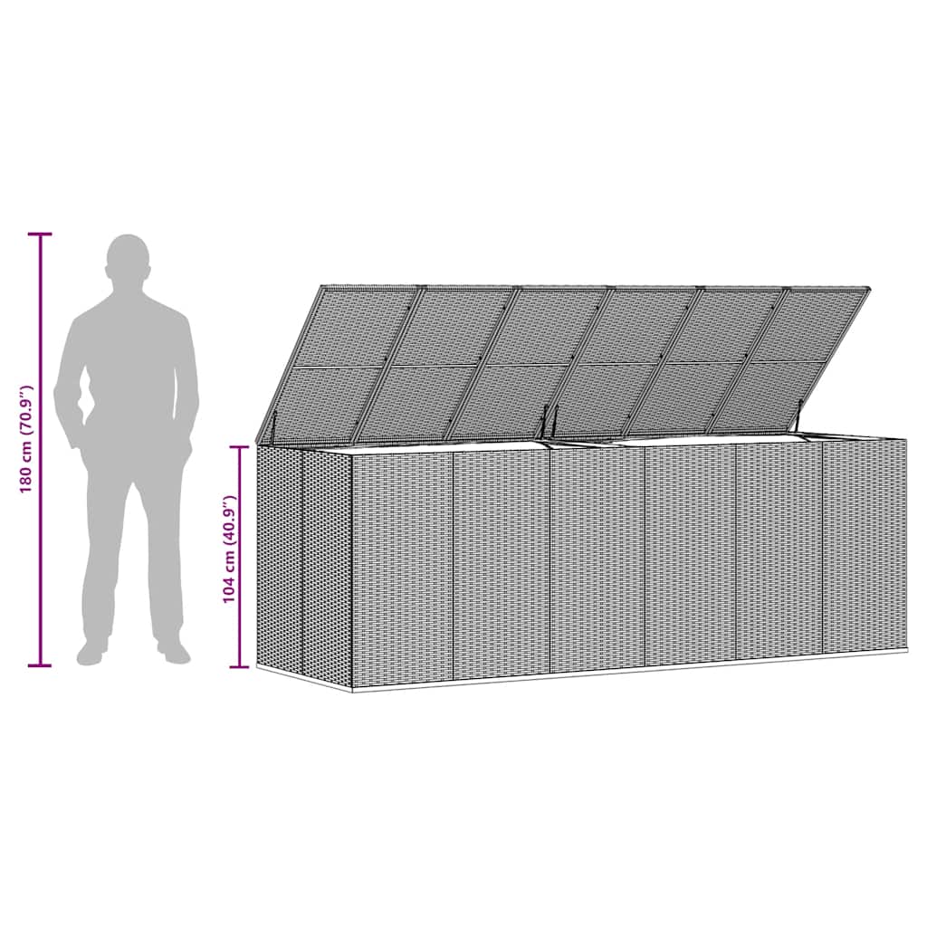 Garden Cushion Box PE Rattan 291x100.5x104 cm Black