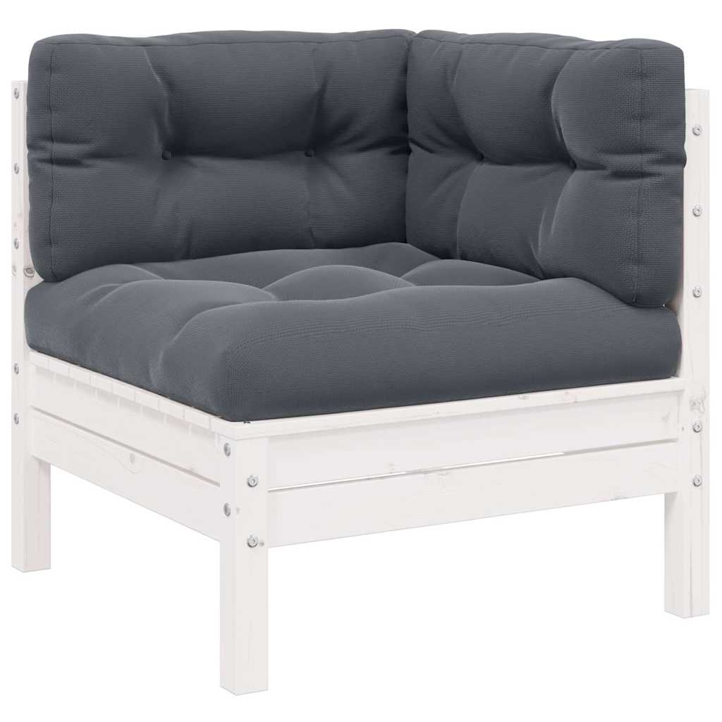 3 Piece Garden Lounge Set with Cushions White Solid Pinewood