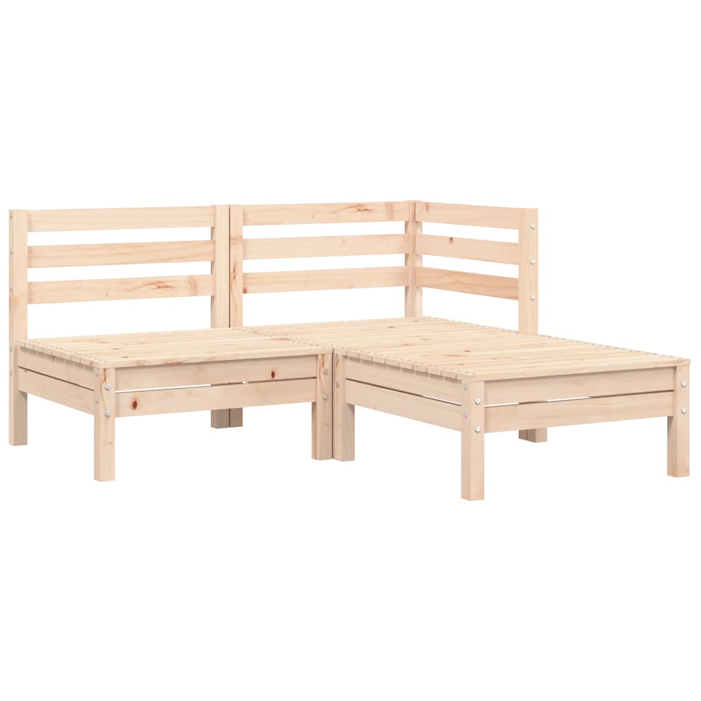 3 Piece Garden Lounge Set with Cream Cushions Solid Pinewood