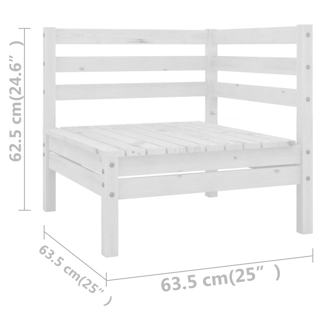 5 Piece Garden Lounge Set White Solid Pinewood