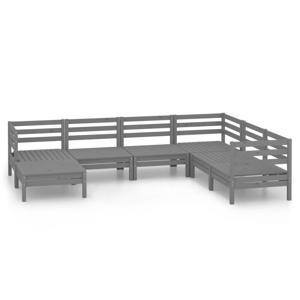 7 Piece Garden Lounge Set Solid Pinewood Grey