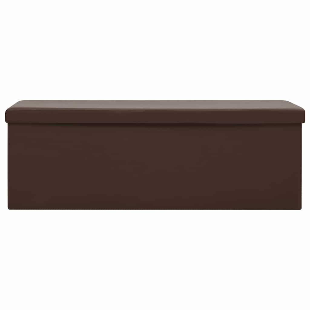 Folding Storage Bench Brown PVC