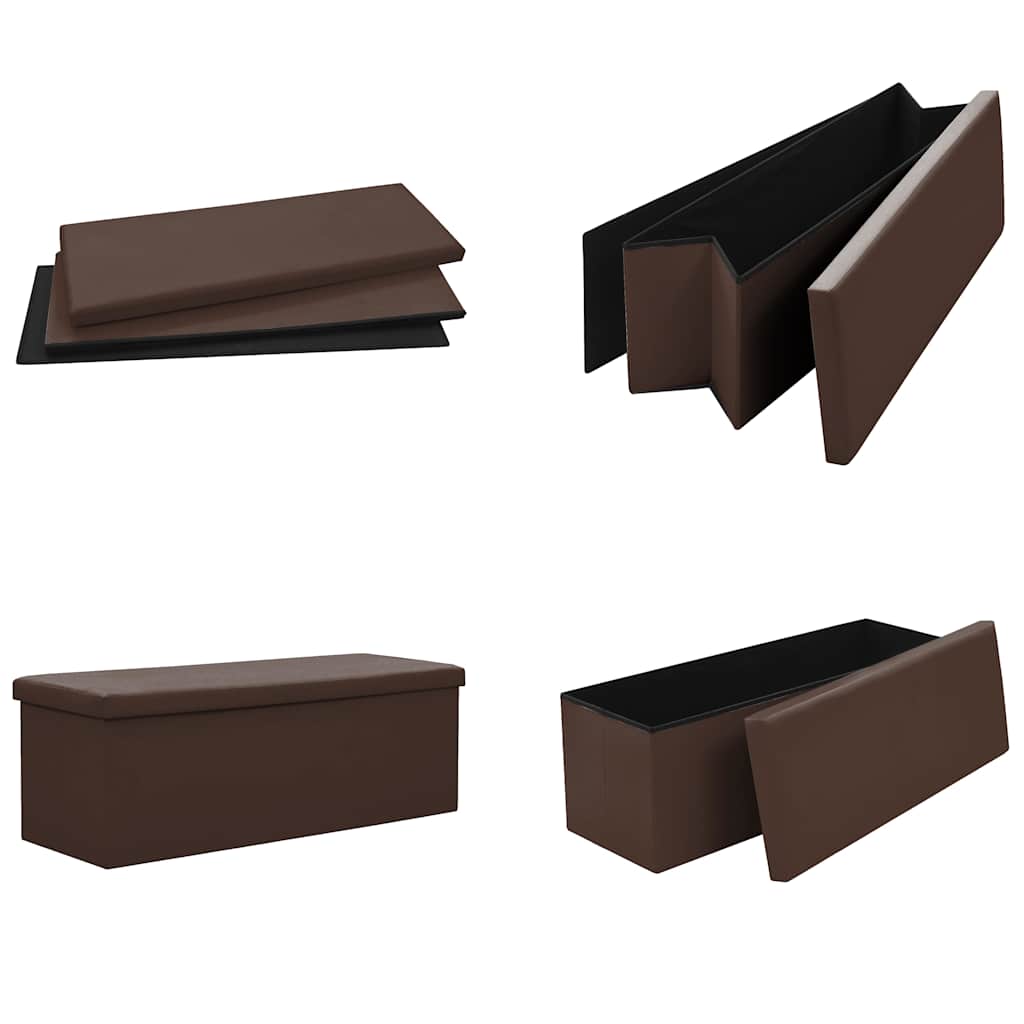 Folding Storage Bench Brown PVC