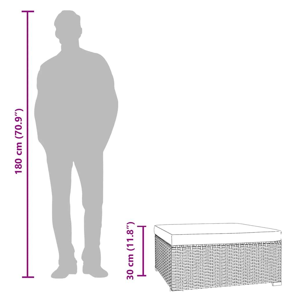 Garden Footrest with Cushion Brown 70x70x30 cm Poly Rattan