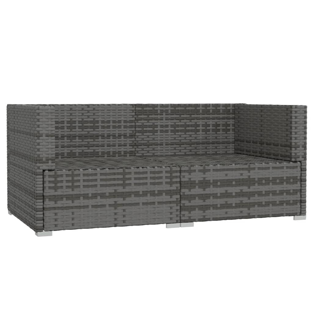2-Seater Sofa with Cushions Grey Poly Rattan
