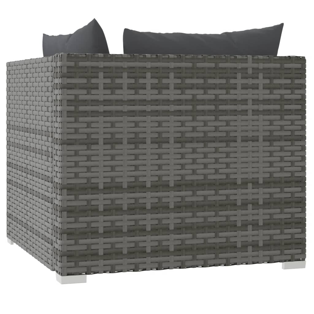 2-Seater Sofa with Cushions Grey Poly Rattan