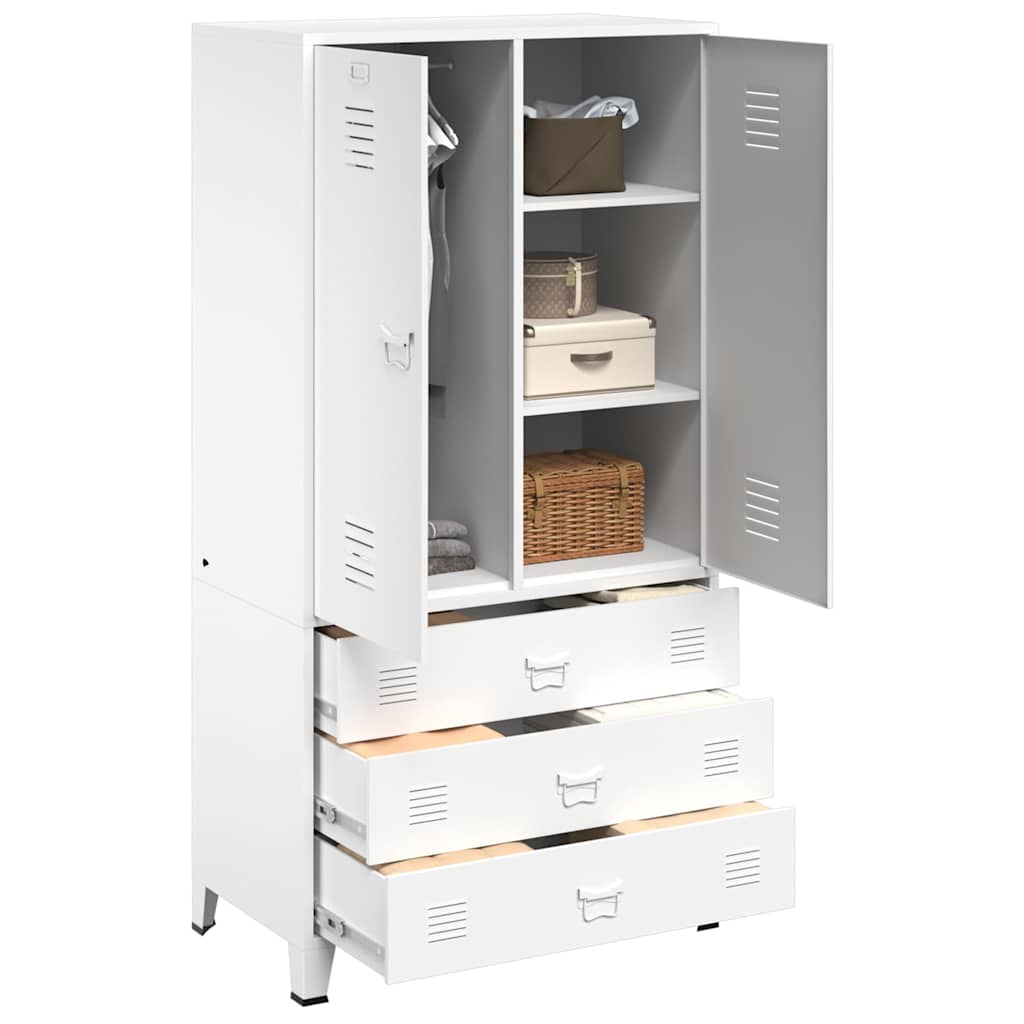 Industrial Wardrobe White 90x50x180 cm Metal