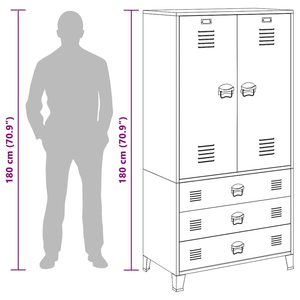 Industrial Wardrobe White 90x50x180 cm Metal