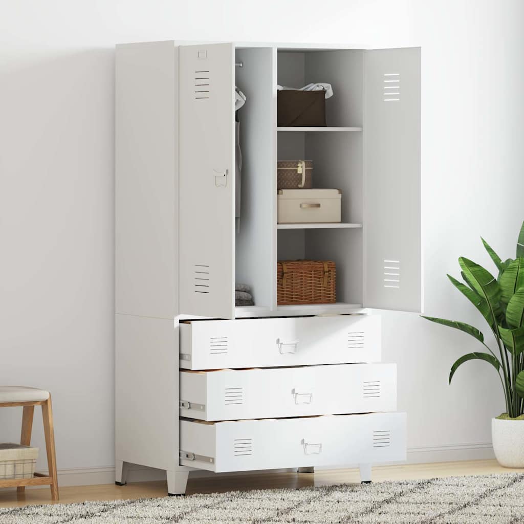 Industrial Wardrobe White 90x50x180 cm Metal