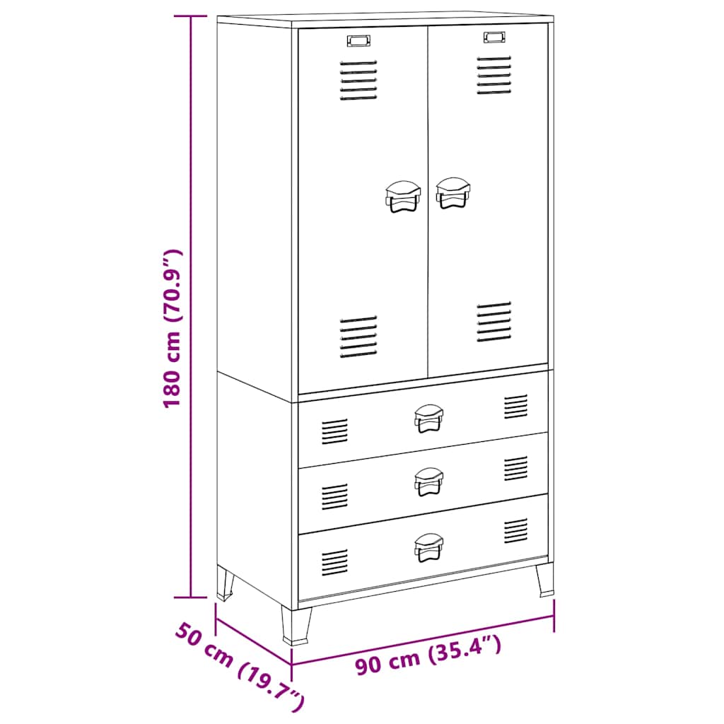 Industrial Wardrobe Anthracite 90x50x180 cm Metal