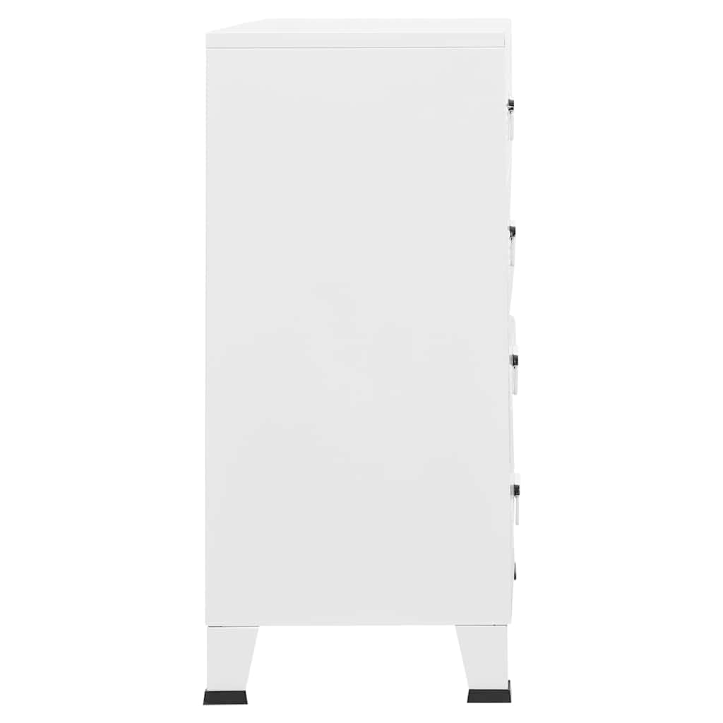 Industrial Drawer Cabinet White 78x40x93 cm Metal
