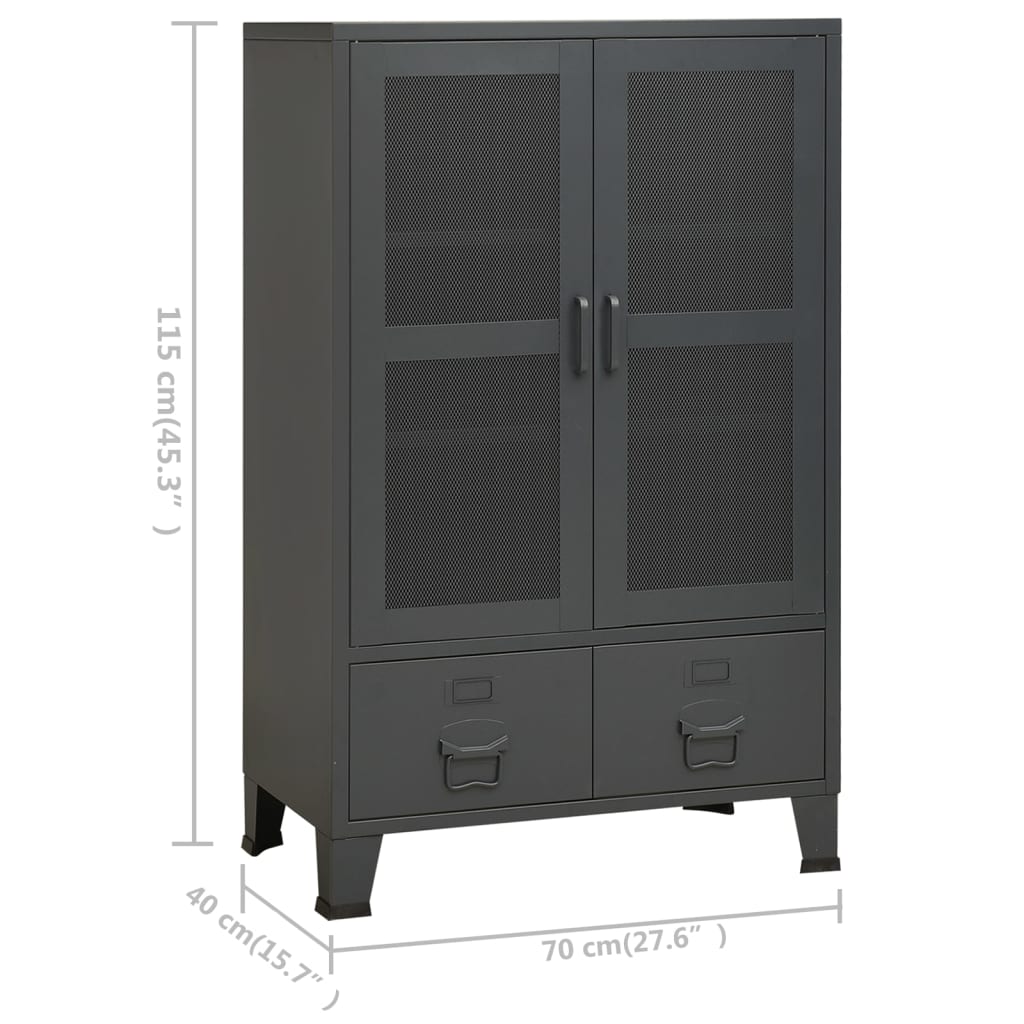 Industrial Storage Chest Anthracite 70x40x115 cm Metal