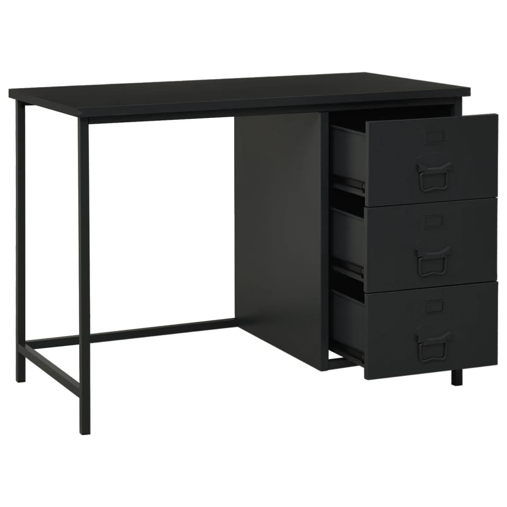 Industrial Desk with Drawers Black 105x52x75 cm Steel