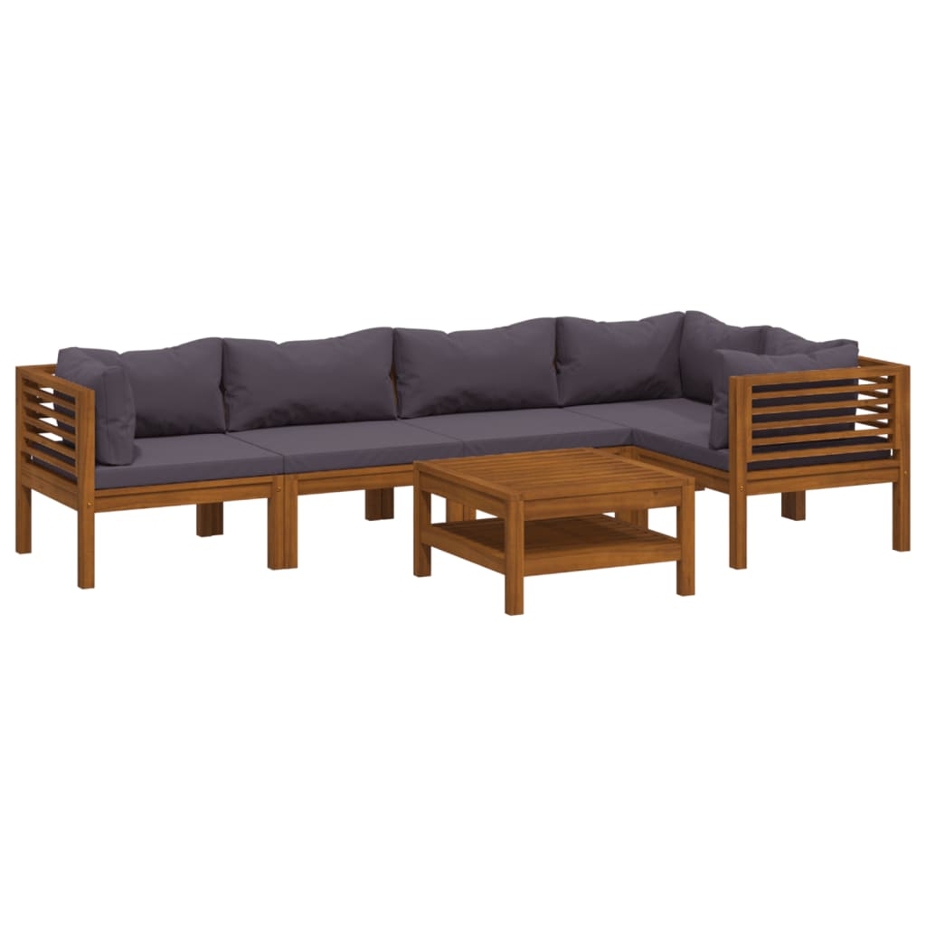 6 Piece Garden Lounge Set with Cushion Solid Acacia Wood