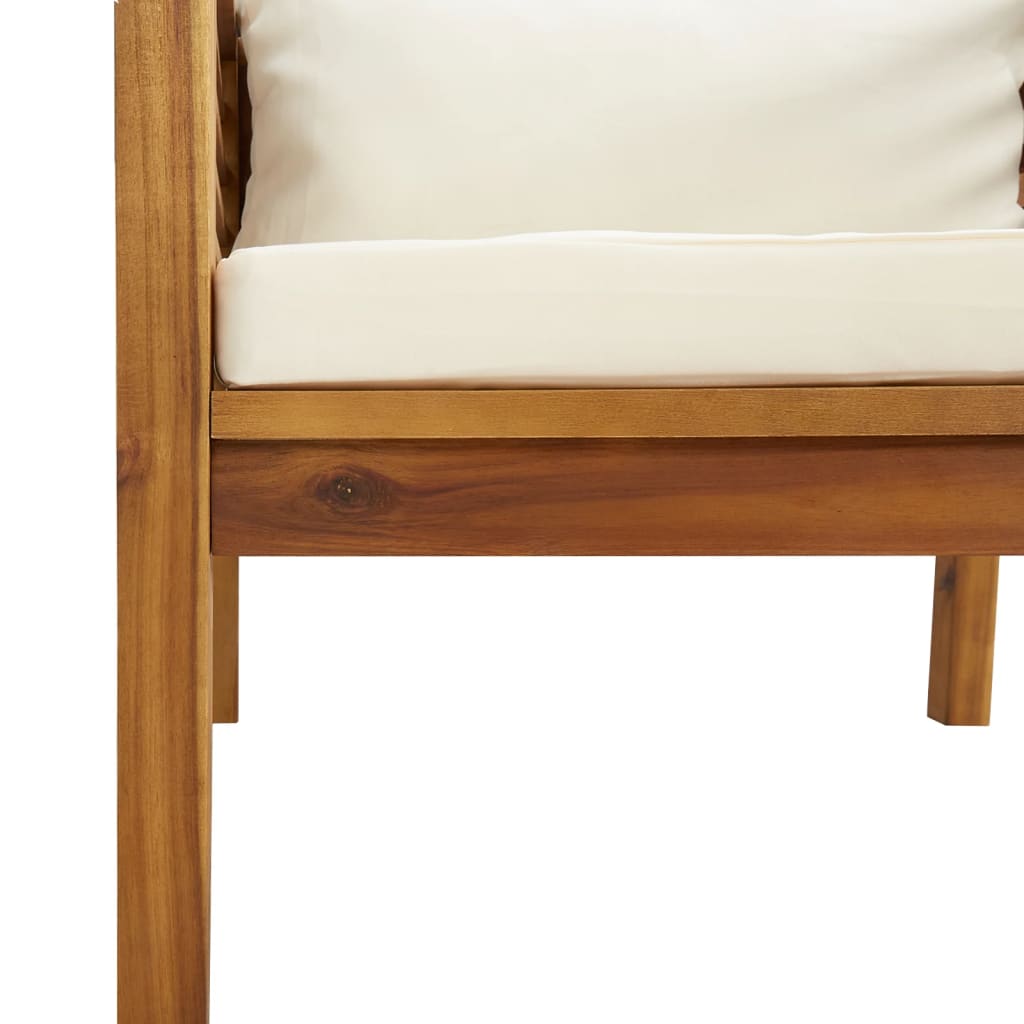 5 Piece Garden Lounge Set with Cream Cushion Solid Acacia Wood