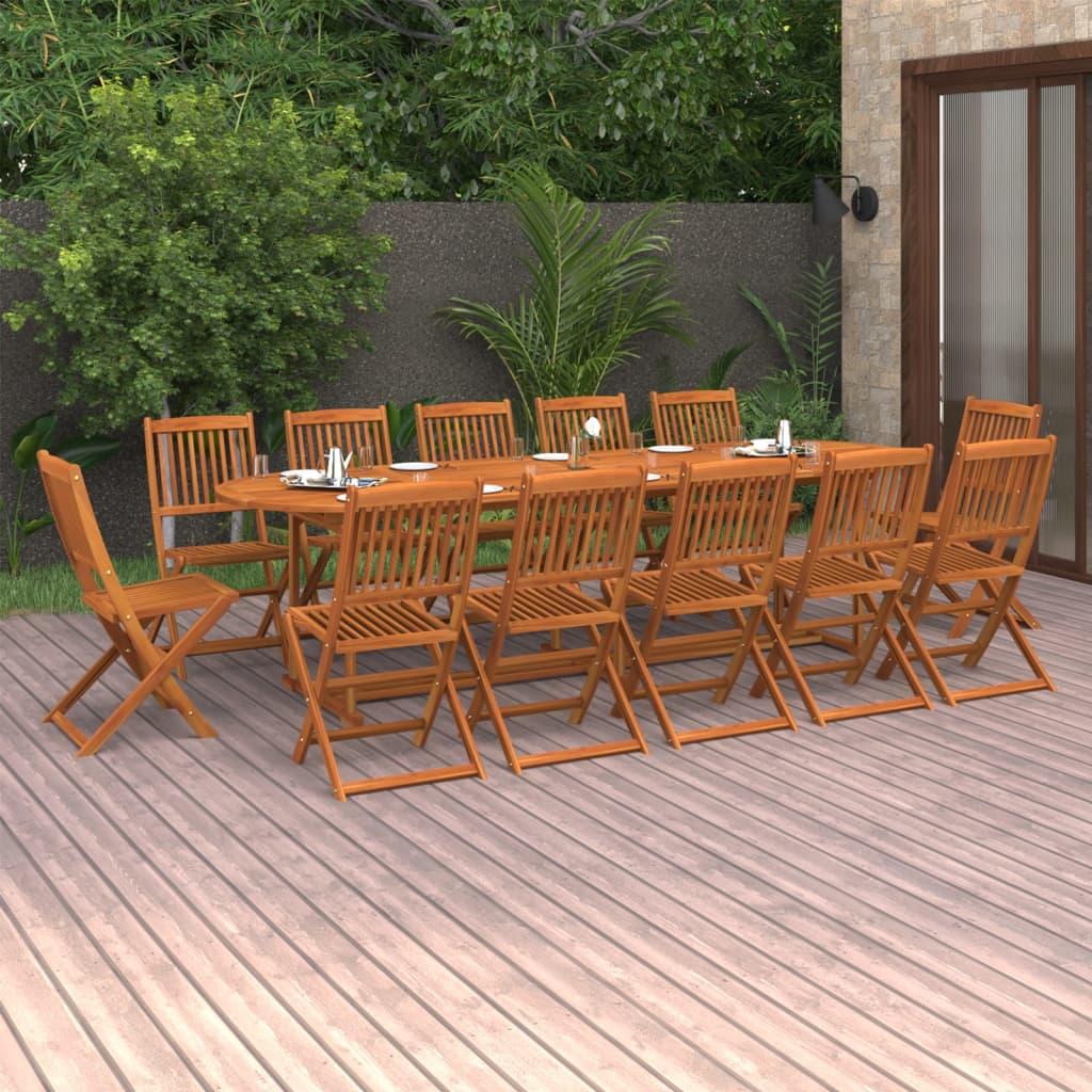 13 Piece Garden Dining Set 280x90x75 cm Solid Wood Acacia