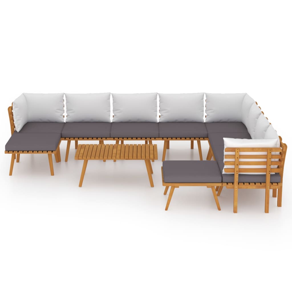 11 Piece Garden Lounge Set with Cushions Solid Wood Acacia