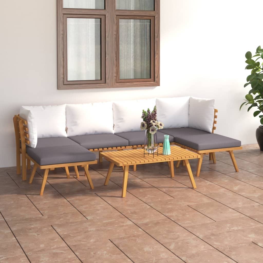 7 Piece Garden Lounge Set with Cushions Solid Wood Acacia