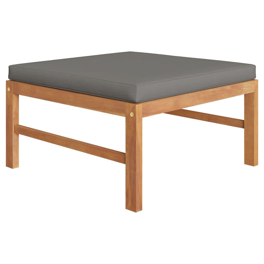 6 Piece Garden Lounge Set with Grey Cushions Solid Wood Teak