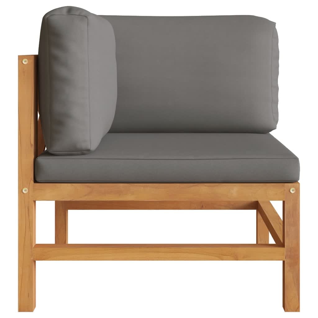 2-Seater Garden Sofa with Grey Cushions Solid Wood Teak