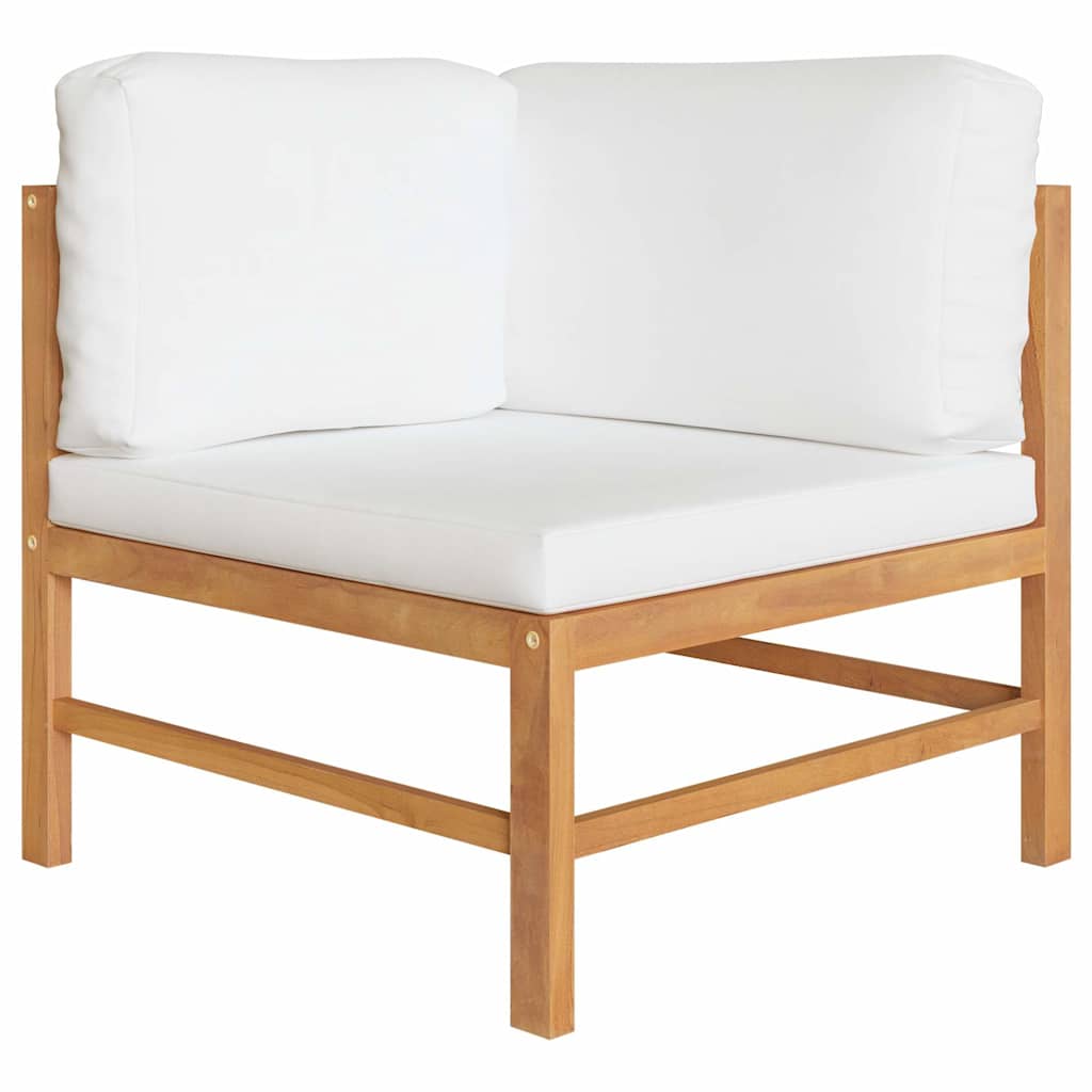 3-Seater Garden Sofa with Cream Cushions Solid Teak Wood