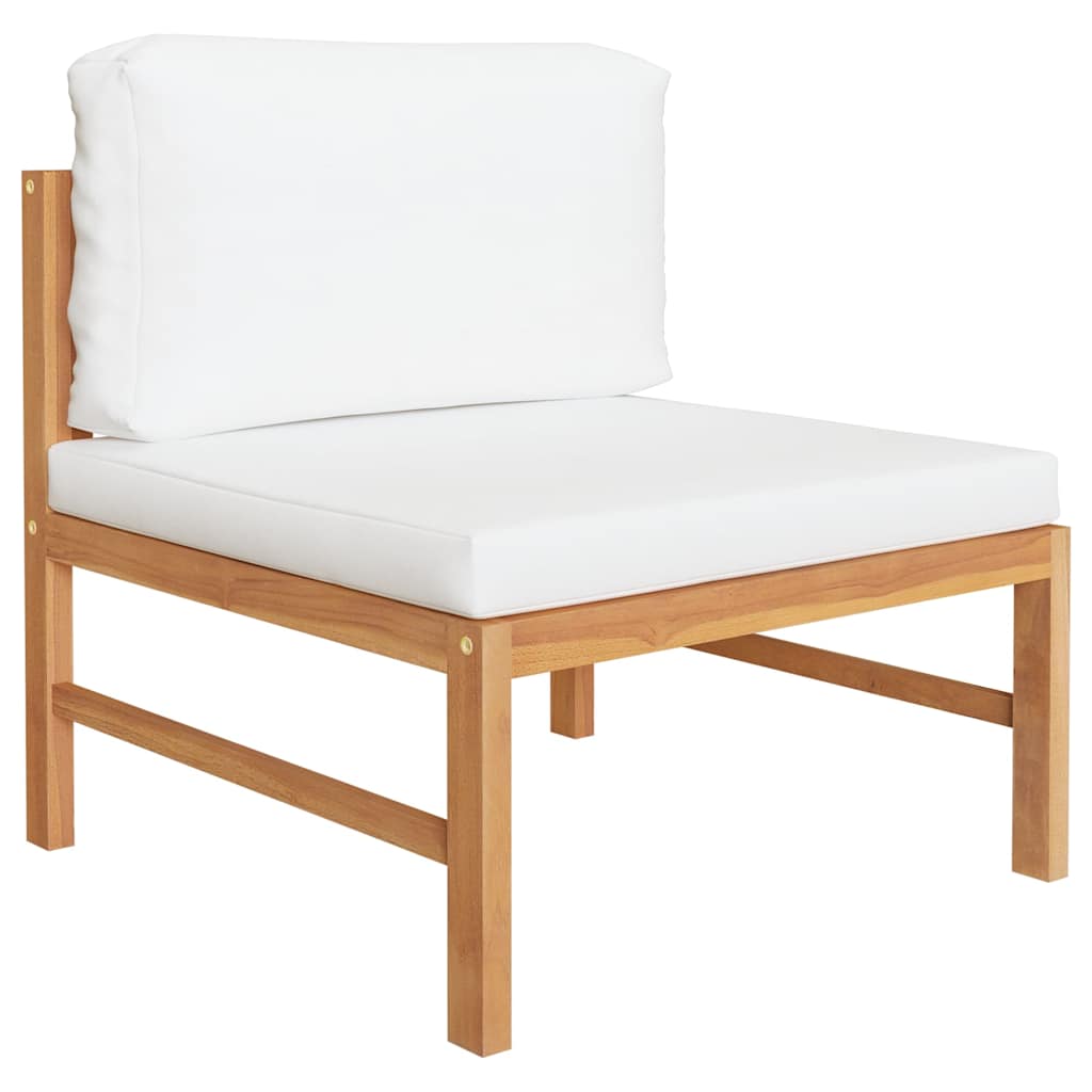 3-Seater Garden Sofa with Cream Cushions Solid Teak Wood