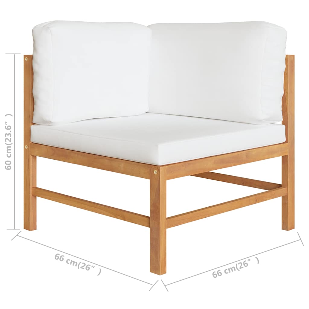 3-Seater Garden Sofa with Cream Cushions Solid Teak Wood