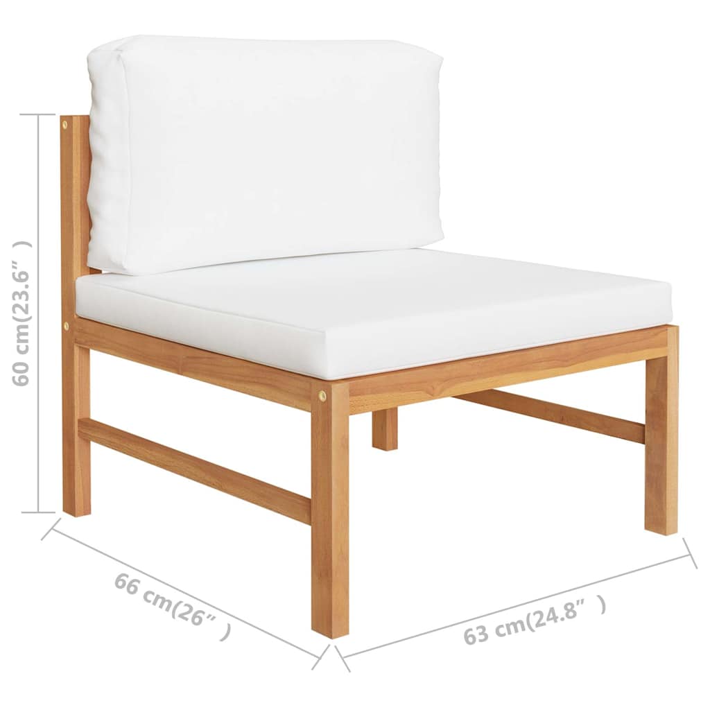 3-Seater Garden Sofa with Cream Cushions Solid Teak Wood