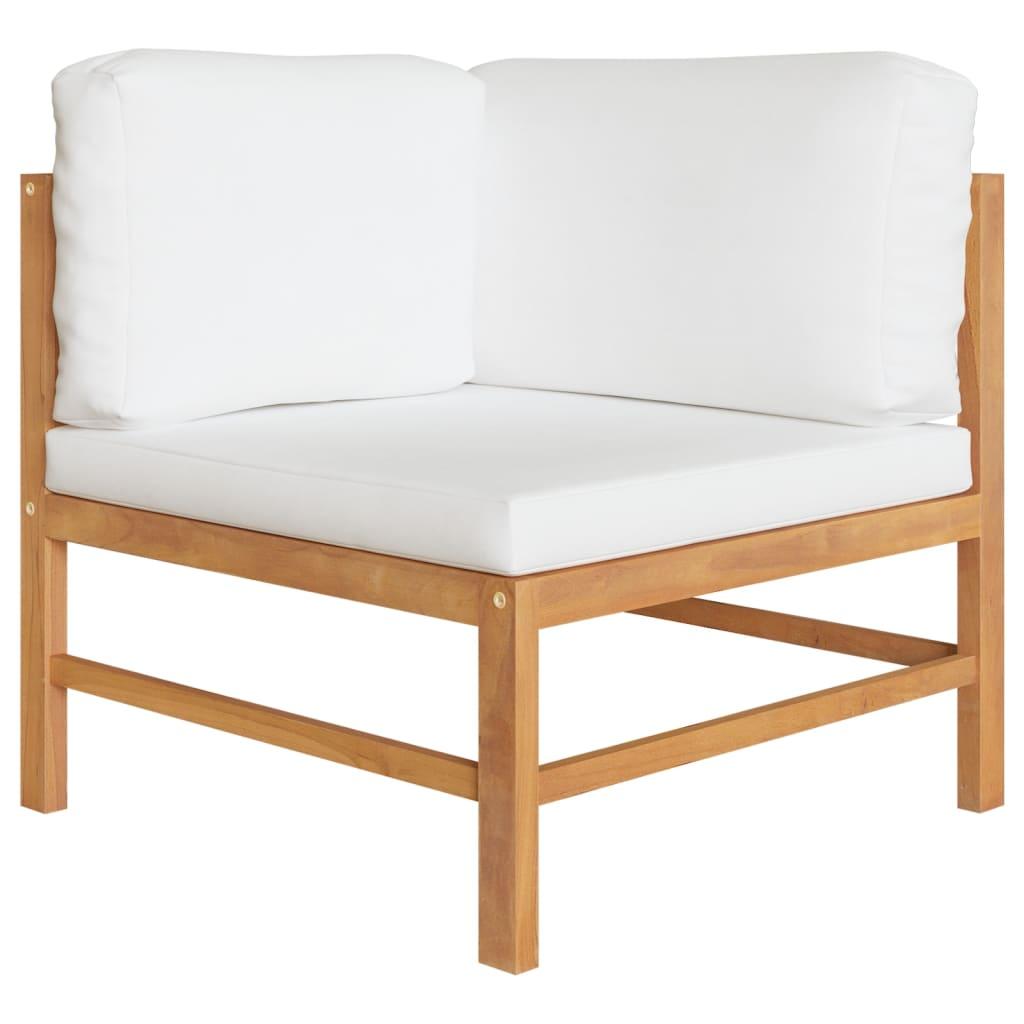 10 Piece Garden Lounge Set with Cream Cushions Solid Teak Wood
